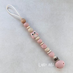 NAPPHÅLLARE med Silikon clips - OWL - LIGHT OLD PINK/LINNEN