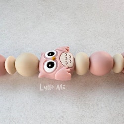 NAPPHÅLLARE med Silikon clips - OWL - LIGHT OLD PINK/LINNEN