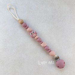 NAPPHÅLLARE med Silikon clips - OWL -  OLD PINK/ LIGHT OLD PINK