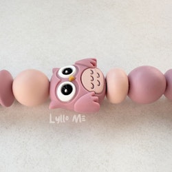 NAPPHÅLLARE med Silikon clips - OWL -  OLD PINK/ LIGHT OLD PINK