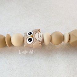 NAPPHÅLLARE med Silikon clips - OWL - BEIGE/ OATMEAL/LINNEN