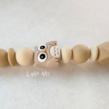 NAPPHÅLLARE med Silikon clips - OWL - BEIGE/ OATMEAL/LINNEN