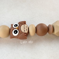 NAPPHÅLLARE med Silikon clips - OWL - BROWN / OATMEAL/HAZELNUT
