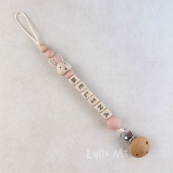 Napphållare med namn BUNNY  round - Light Old  Pink / CREAM