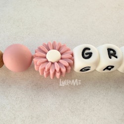 Napphållare med Clips i silikon  med namn DAISY  Blossom / WHITE