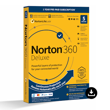 Norton 360 Deluxe | 6 Mån | 3 Enheter (SVE)