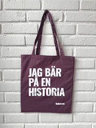 Tygpåse: ”Jag bär på en historia”.