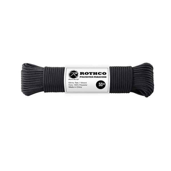 ROTHCO 550lb Polyester Paracord 50ft - Black