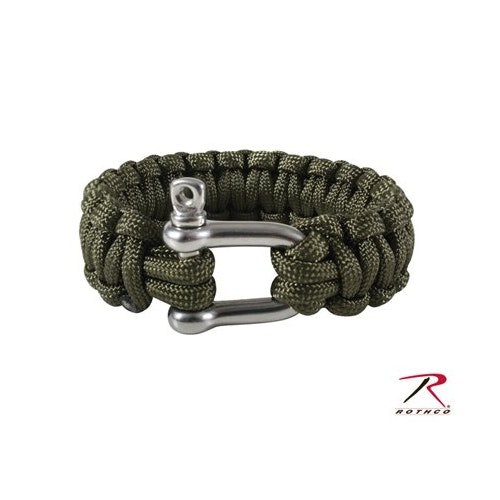 ROTHCO Paracord Bracelet With D-Shackle - Olivgrön