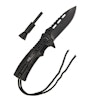 MIL-TEC by STURM BLACK ONE-HAND KNIFE PARACORD W. FIRE STARTER