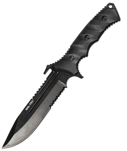 MIL-TEC by STURM BLACK G10 COMBAT KNIFE WITH NYLON SHEATH