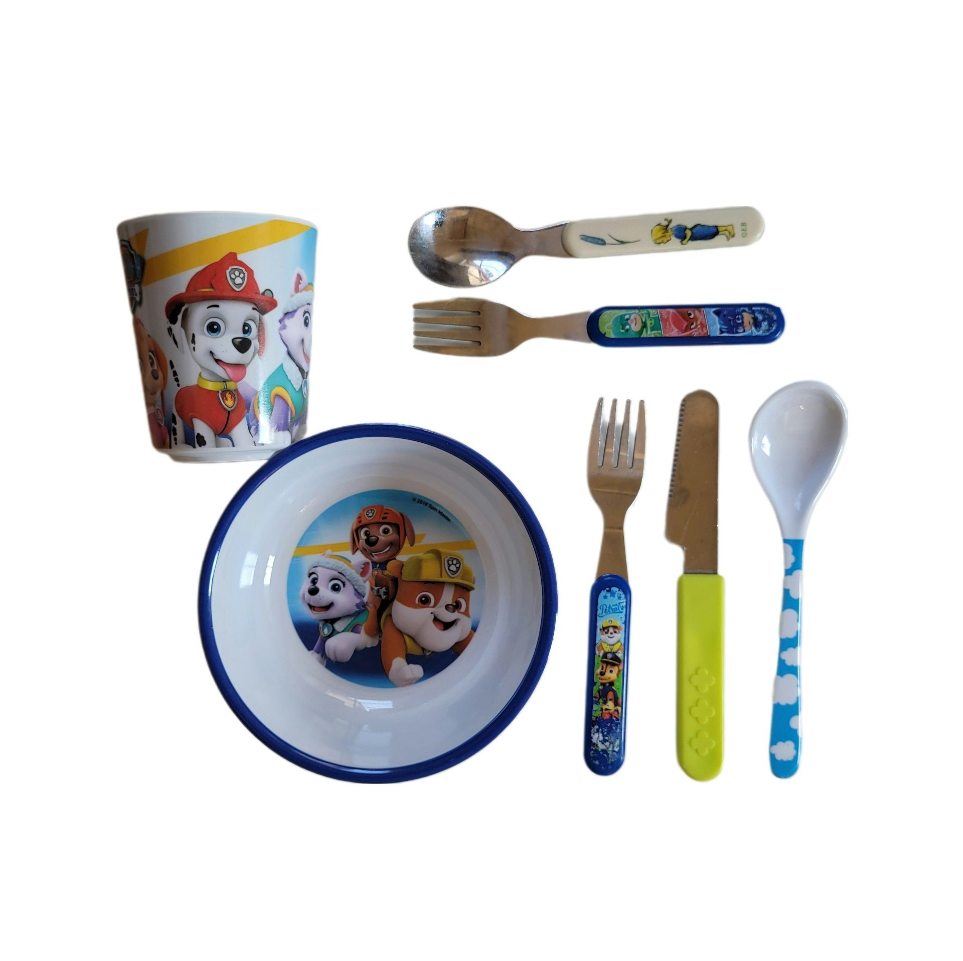 Tallrik, mugg, bestick, Paw patrol m.m., skick B