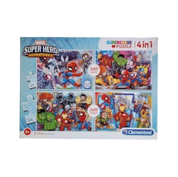 Marvel, kartongpussel, 4 olika pussel med 20-60 bitar, skick B