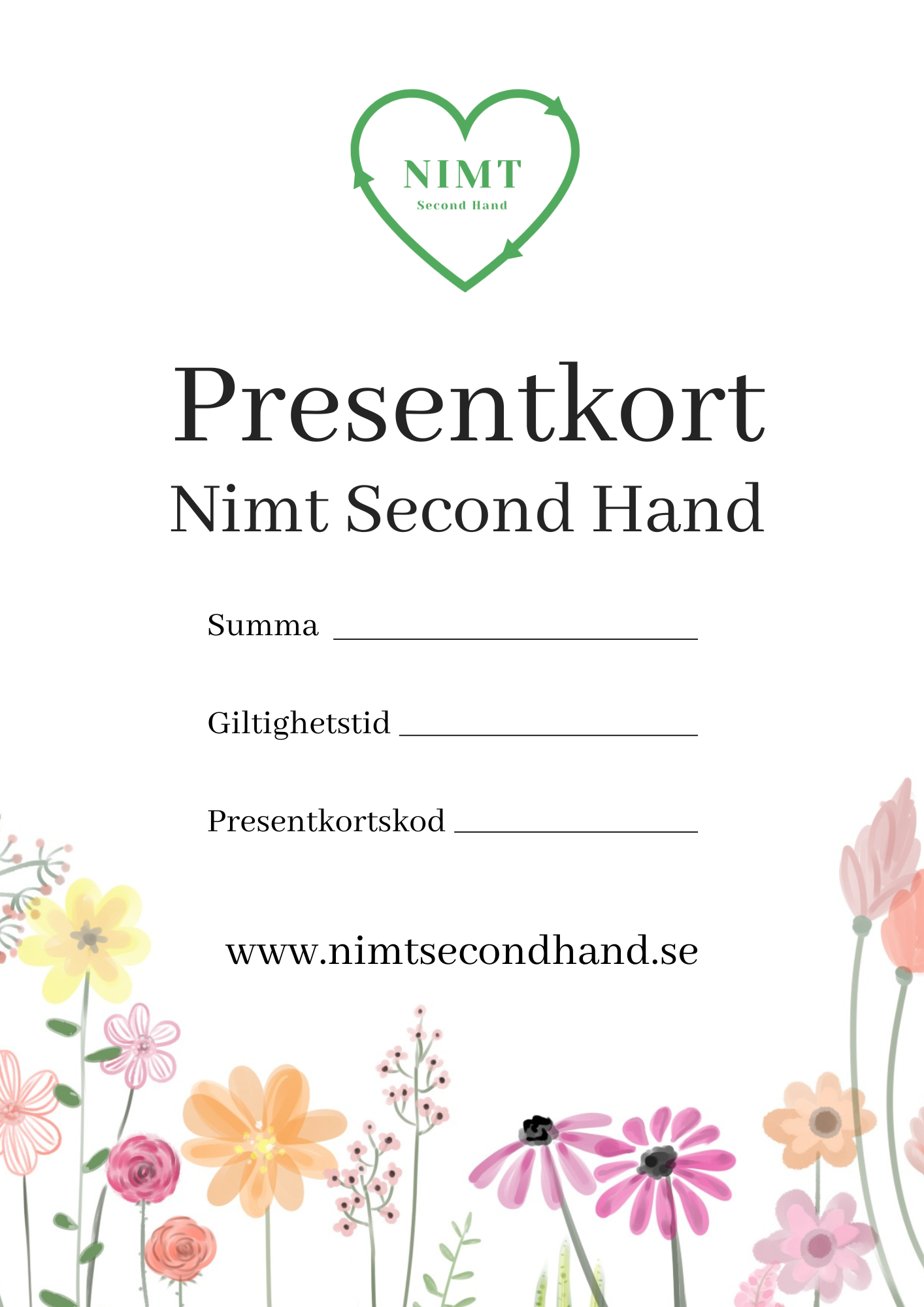 Presentkort, blommor