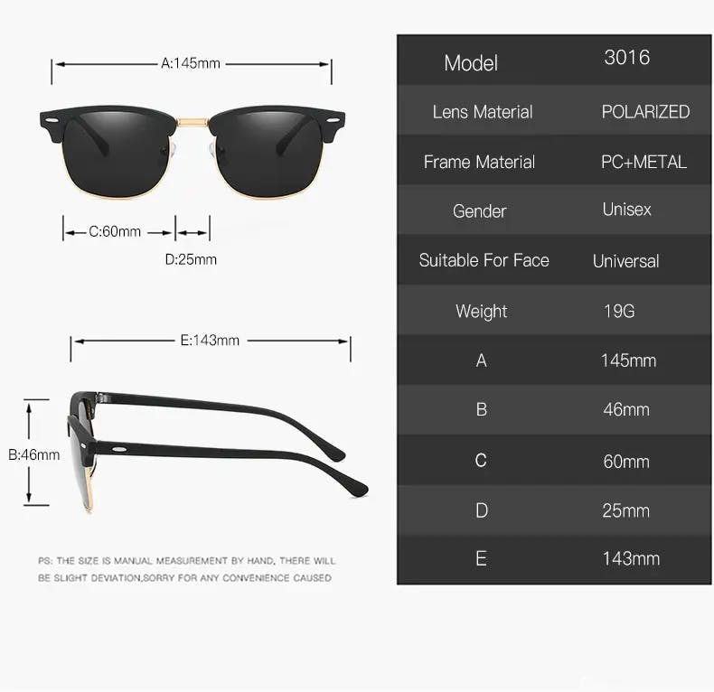 Polariserade solglasögon UV400 Svart/Grå glas