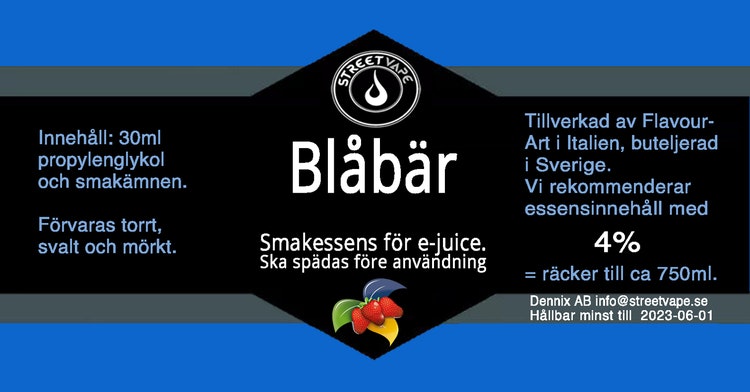 Essens 30ml Blåbär (rek 4%)