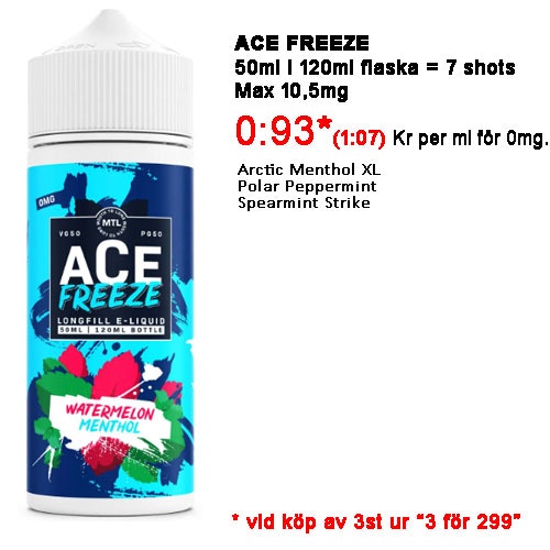 ACE Freeze shortfill 120ml