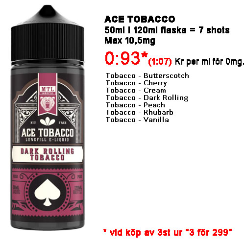 ACE Tobacco shortfill 120ml