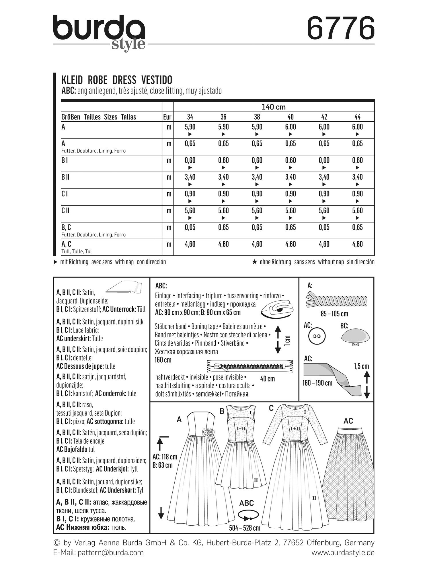 BURDA - STYLE - KLÄNNING stl 34-44