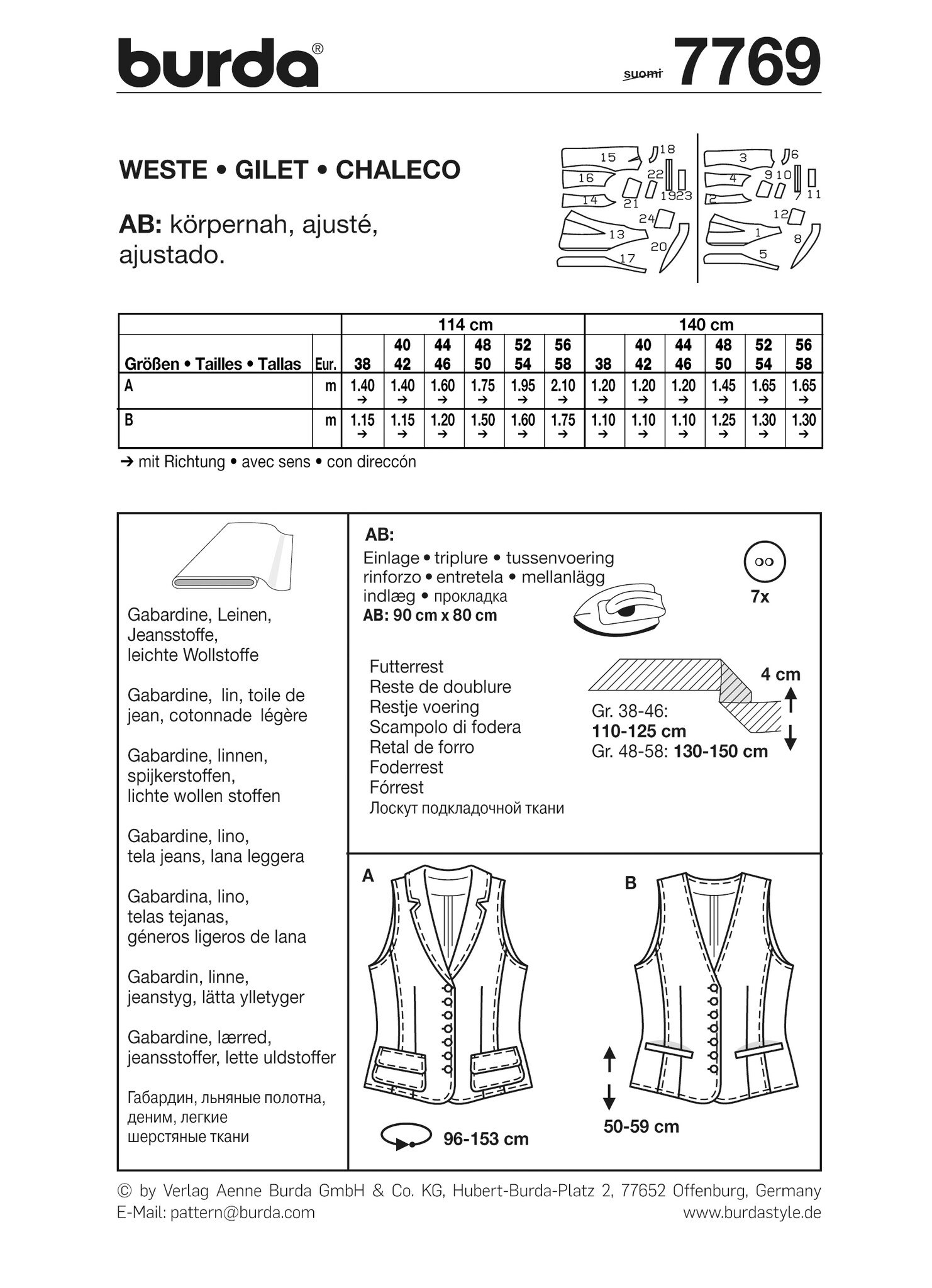 BURDA - STYLE - VÄST stl 38-58