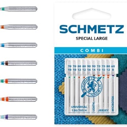 FÖRKÖP Nål - Schmetz Combi SPECIAL LARGE / Universal 2x70,2x80,1x90, Läder 1x90, Jersey 2x70,1x80, Microtex 1x60