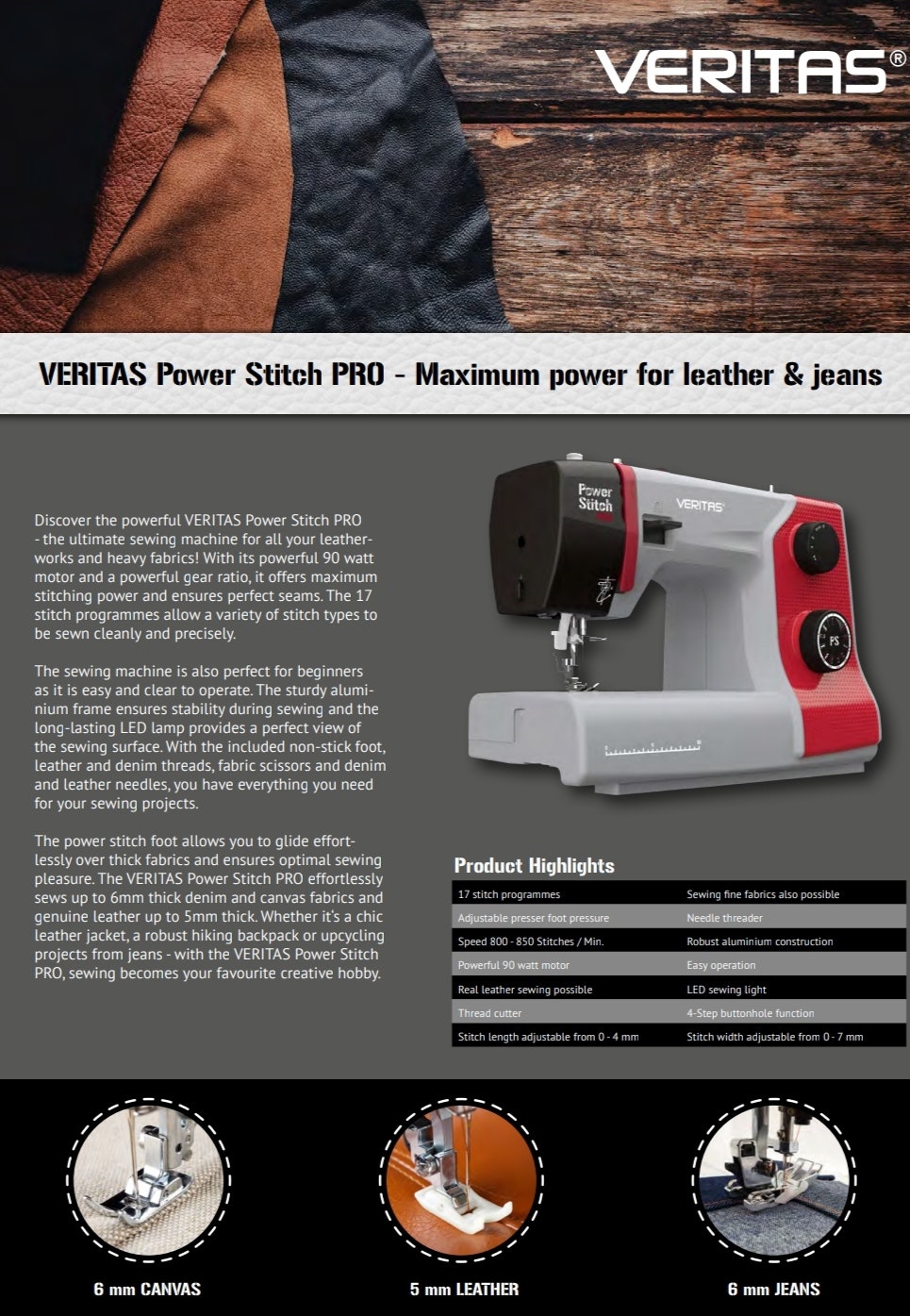 Veritas - Powerstitch Pro Maximal kraft för läder och jeans Leveranstid ca 7 vardagar