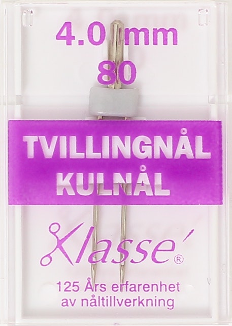 Klasse - 1-pack Tvillingnål 4 mm KULNÅL grå