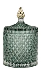 Miia Glas burk med lock i grön/guld
