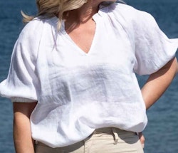 Vit linne blus Elsa