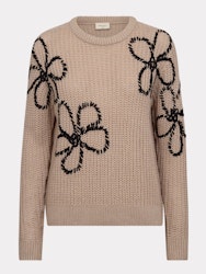 Tess mysig ull tröja med blom broderat
