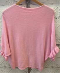 Stickad tröja Ebba med pingvinärm rosa