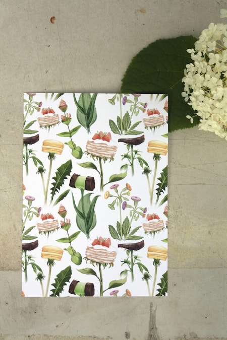 Vykort med söta kakblommor