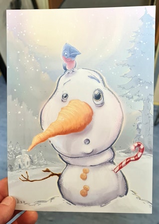 Julkort Snögubbe