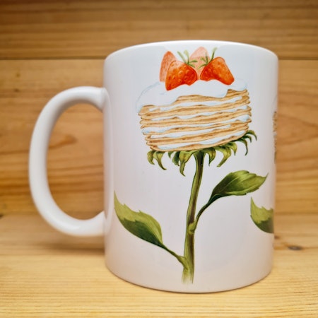 Mugg Pannkakstårta som solros