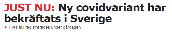Ny covidvariant bekräftad i Sverige