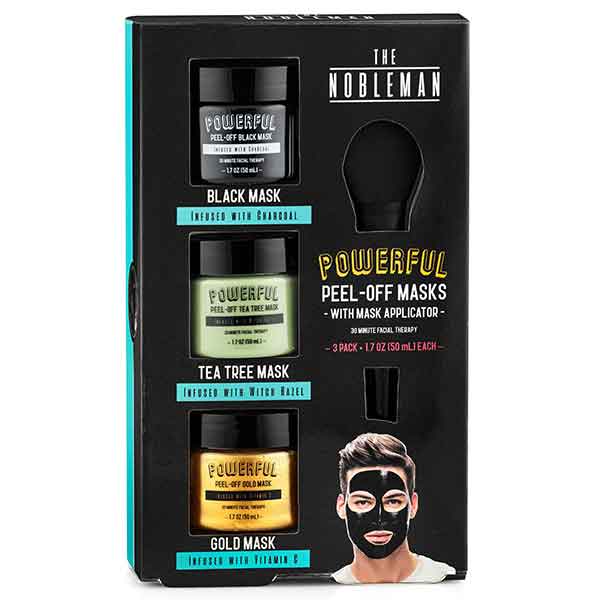 THE NOBLEMAN Black, Tea Tree & Gold Peel-Off Masks with Applicator