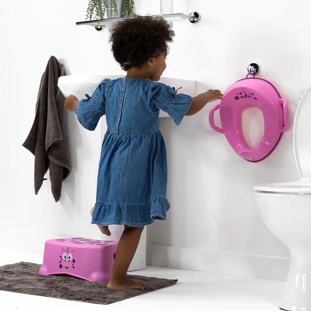 Pottetræningssæt med Pink Drage skammel til badeværelse
