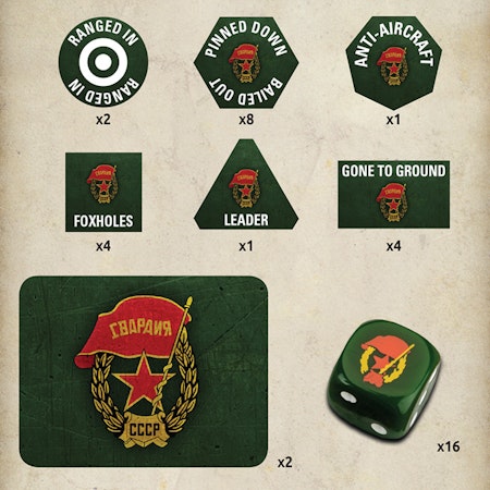 Soviet Guards Gaming Set (20 Tokens, 2 Objectives, 16 Dice) - TD050