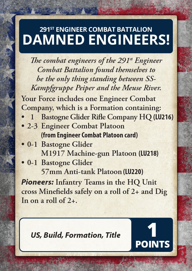 Bulge: Americans Command Cards (61x Cards) - FW270C
