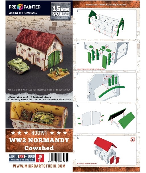 Pre-Painted WW2 Normandy Cowshed (15mm) - H00191