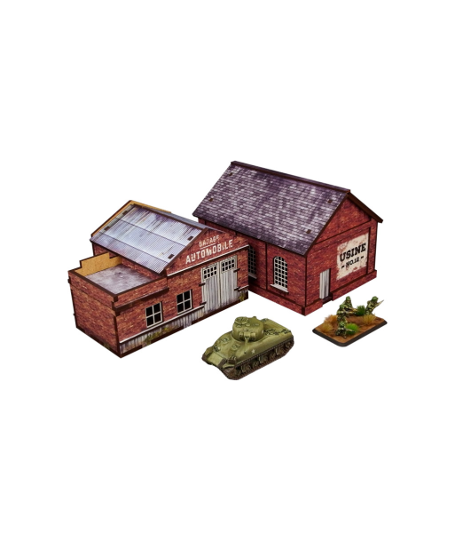Pre-Painted WW2 NORMANDY GARAGE & FACTORY (15MM) - H00175