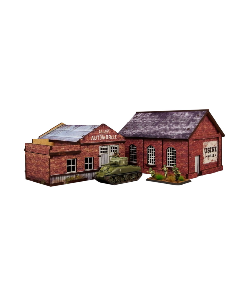 Pre-Painted WW2 NORMANDY GARAGE & FACTORY (15MM) - H00175