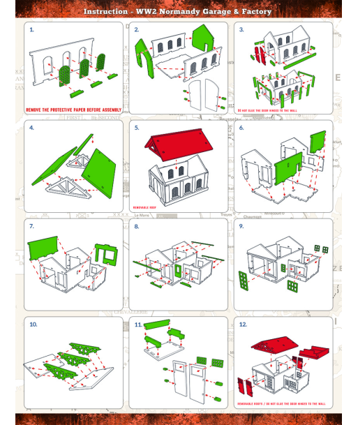 Pre-Painted WW2 NORMANDY GARAGE & FACTORY (15MM) - H00175