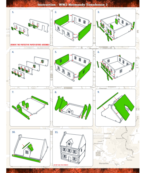 Pre-Painted WW2 NORMANDY TOWNHOUSE 3 (15MM) - H00174