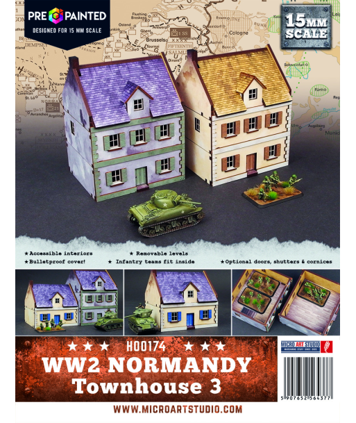 Pre-Painted WW2 NORMANDY TOWNHOUSE 3 (15MM) - H00174