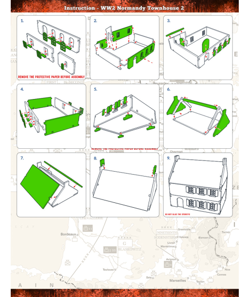 Pre-Painted WW2 NORMANDY TOWNHOUSE 2 (15MM)- H00173