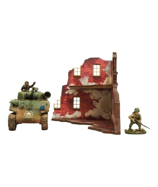 Pre-Painted WW2 NORMANDY RUINED LARGE HOUSE 1 (28mm/ 1:56) - H00193