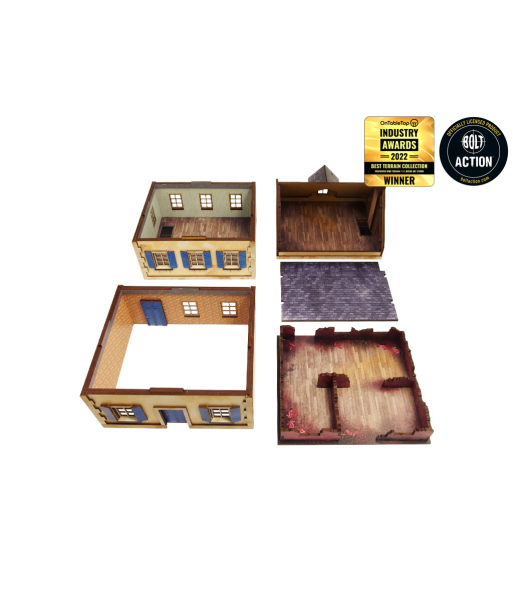 Pre-Painted WW2 NORMANDY TOWNHOUSE 3 (28MM / 1:56) - H00127