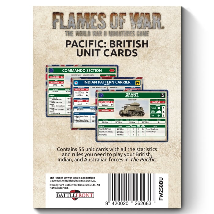 British, Australian & Indian MW Unit Card Pack (x55 Cards) - Limited Edition -FW258BU
