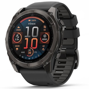 Garmin fēnix 8 – 51 mm, AMOLED Sapphire, Karbongrå DLC med sort/steingrå silikonrem